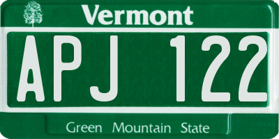 VT license plate APJ122