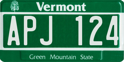 VT license plate APJ124