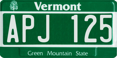 VT license plate APJ125