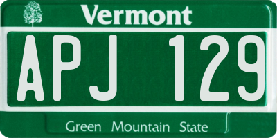VT license plate APJ129