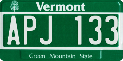 VT license plate APJ133