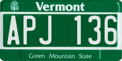 VT license plate APJ136