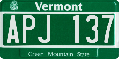 VT license plate APJ137