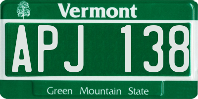 VT license plate APJ138