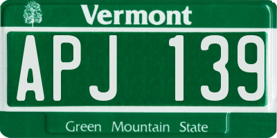 VT license plate APJ139
