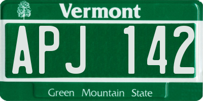 VT license plate APJ142