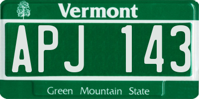 VT license plate APJ143