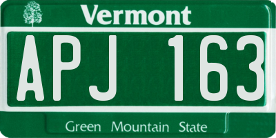 VT license plate APJ163