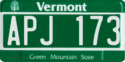 VT license plate APJ173