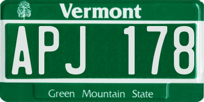 VT license plate APJ178