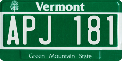 VT license plate APJ181