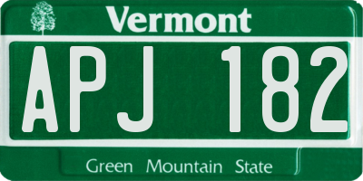 VT license plate APJ182
