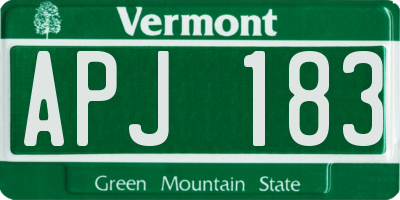 VT license plate APJ183