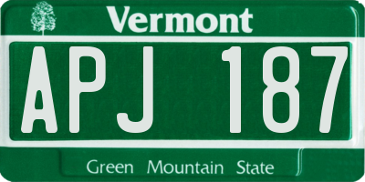 VT license plate APJ187
