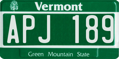 VT license plate APJ189