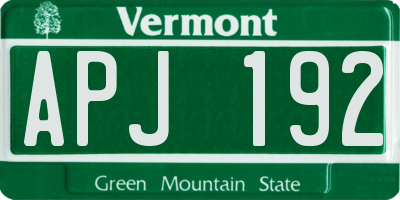 VT license plate APJ192