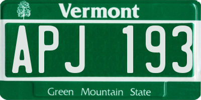 VT license plate APJ193