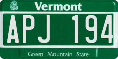 VT license plate APJ194