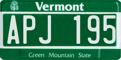 VT license plate APJ195