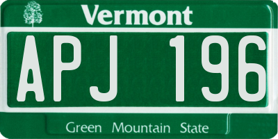 VT license plate APJ196