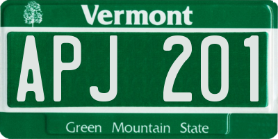 VT license plate APJ201