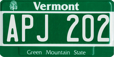 VT license plate APJ202