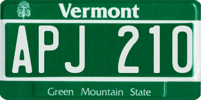 VT license plate APJ210