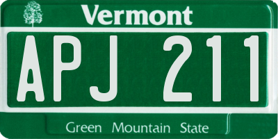 VT license plate APJ211