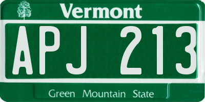 VT license plate APJ213
