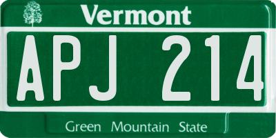 VT license plate APJ214