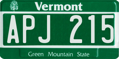 VT license plate APJ215
