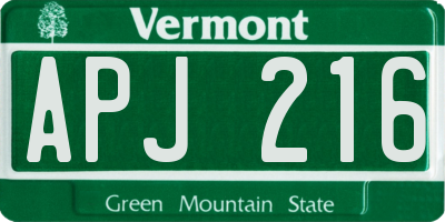 VT license plate APJ216