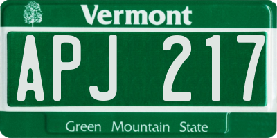 VT license plate APJ217