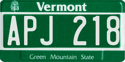 VT license plate APJ218
