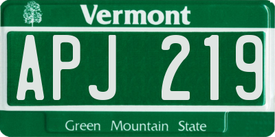 VT license plate APJ219