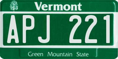 VT license plate APJ221