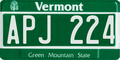 VT license plate APJ224
