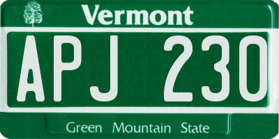 VT license plate APJ230