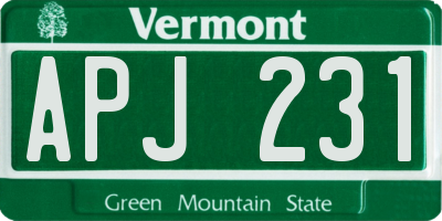 VT license plate APJ231