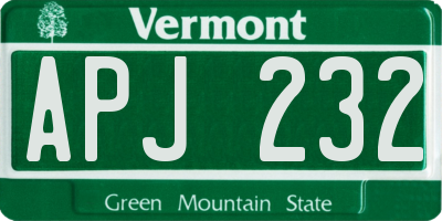 VT license plate APJ232