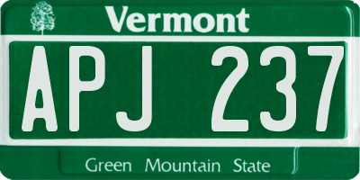 VT license plate APJ237
