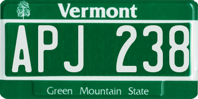 VT license plate APJ238