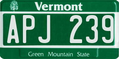 VT license plate APJ239