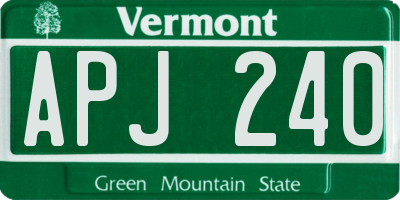 VT license plate APJ240