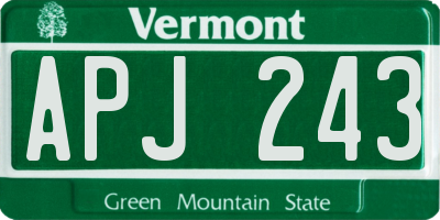 VT license plate APJ243