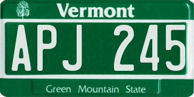 VT license plate APJ245