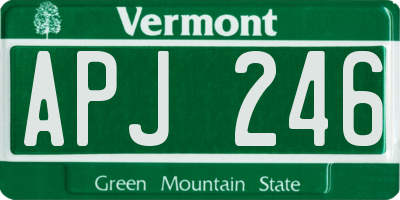 VT license plate APJ246