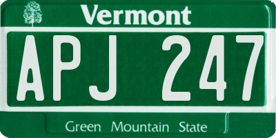 VT license plate APJ247