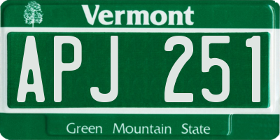 VT license plate APJ251