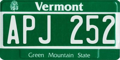 VT license plate APJ252